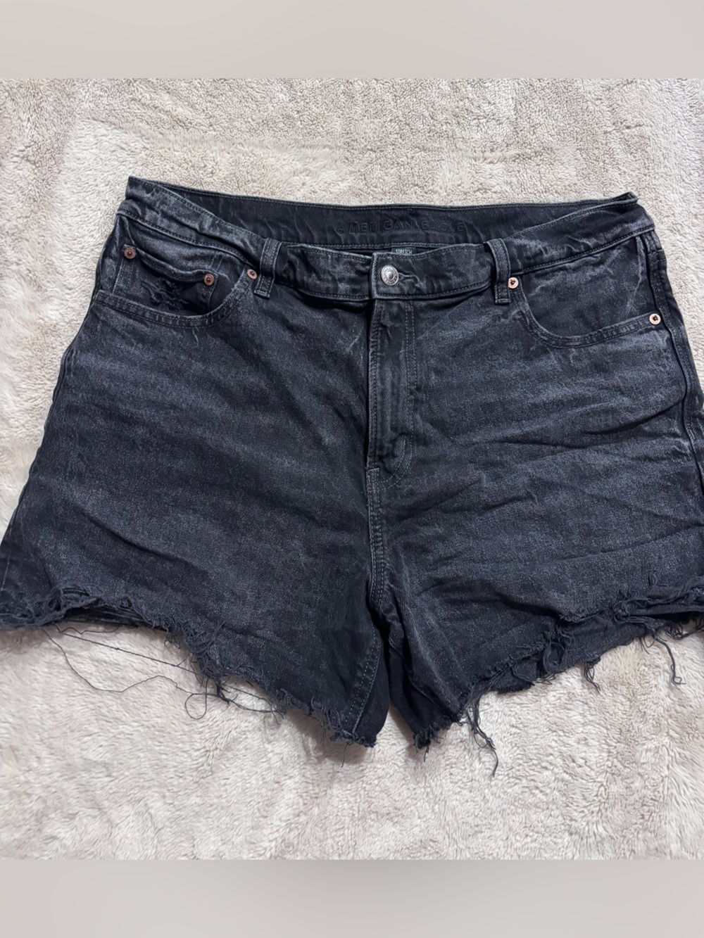 American Eagle Outfitters women's Washed Charcoal Black Relaxed Denim Shorts